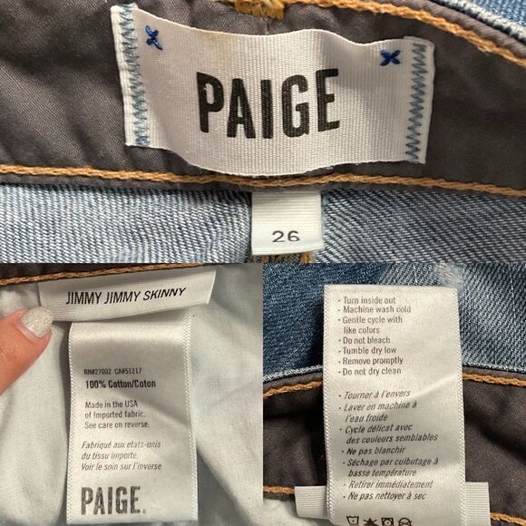 Paige Jimmy Jimmy Blue Distressed Ripped Skinny Denim Jeans 26 - Picture 5 of 5